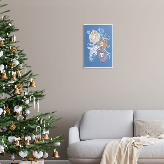 Stupell Industries Joy Nautical Holiday Seashells Wall Plaque Art